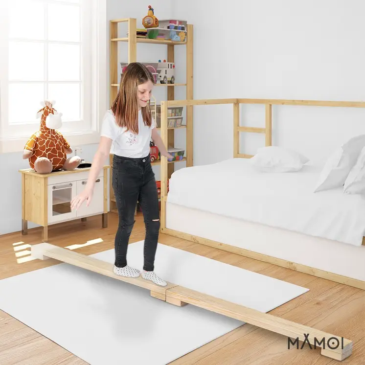 MAMOI® Gymnastics beam for kids (200 cm), Padded non-slip folding balance beam, Kids gym equipment at home, Gymnastic floor beams & bases for children