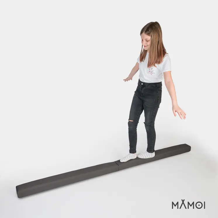 MAMOI® Gymnastics beam for kids Grey (200 cm), Padded non-slip folding balance beam, Kids gym equipment at home, Gymnastic floor beams & bases for children