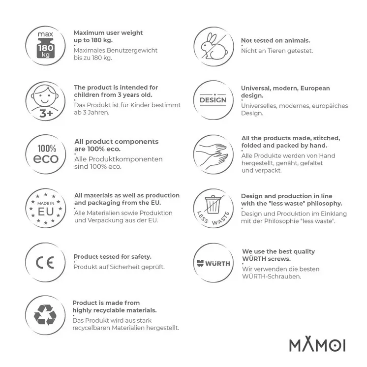 MAMOI® Schwebebalken für zuhause, Balancierbalken für kinder, Balken turnen klappbar, Turngeräte indoor, Balancieren und Turnbalken, Gymnastic bar