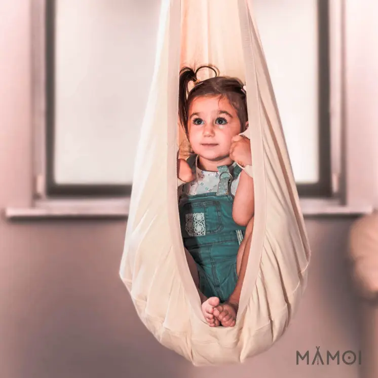 MAMOI® Cocon hamac pour enfant, Fauteuil suspendu pour bebe, Balançoire thérapeutique de coton, Balancoire sensorielle interieur, Jeu sensoriel autisme