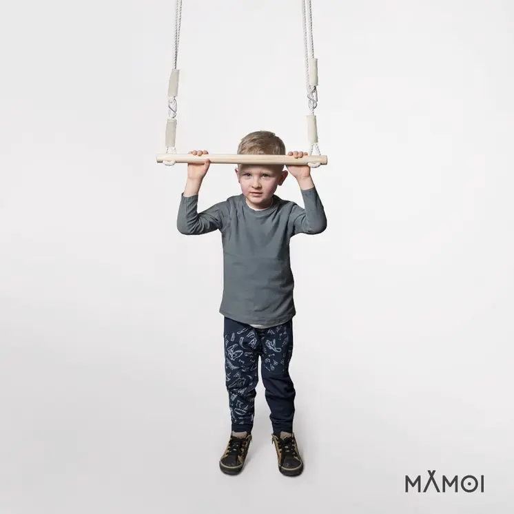 MAMOI® Anneaux gymnastique, Anneau balancoire en bois, Trapèze cirque, Balançoire trapeze pour bebe, Barre de gymnastique et accessoire de gym pour bébé