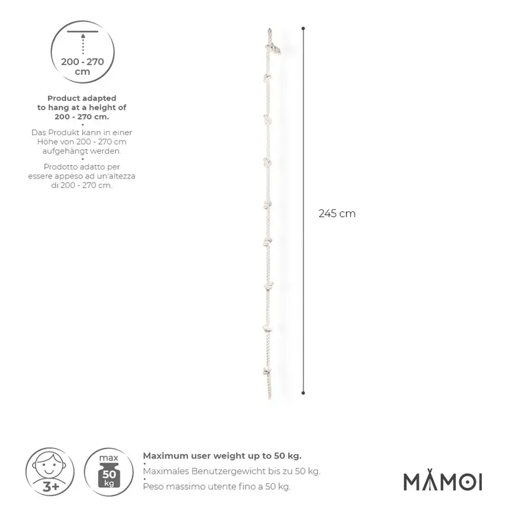 MAMOI® Kids Climbing Rope | Kids Climbing Net  | Climbing Rope Kids | Kids Rope | 100% ECO | Made in EU