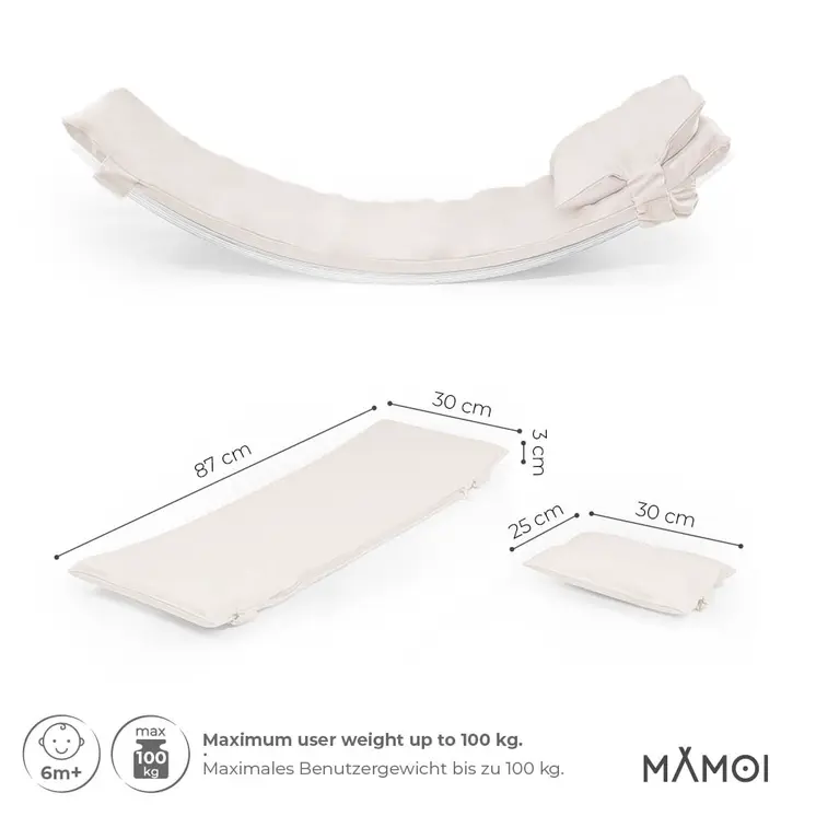 MAMOI® Oreiller de Planche D`équilibre Beige | Tapis de Planche D'équilibre | Tapis de Balance Board | Matériau de la Planche D`équilibre | Coussin pour Balance Board | CE | 100% ECO | Made in EU
