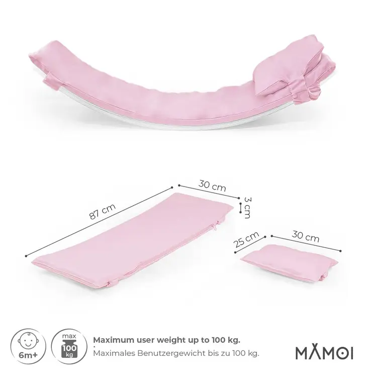 MAMOI® Oreiller de Planche D`équilibre Rose | Tapis de Planche D'équilibre | Tapis de Balance Board | Matériau de la Planche D`équilibre | Coussin pour Balance Board | CE | 100% ECO | Made in EU
