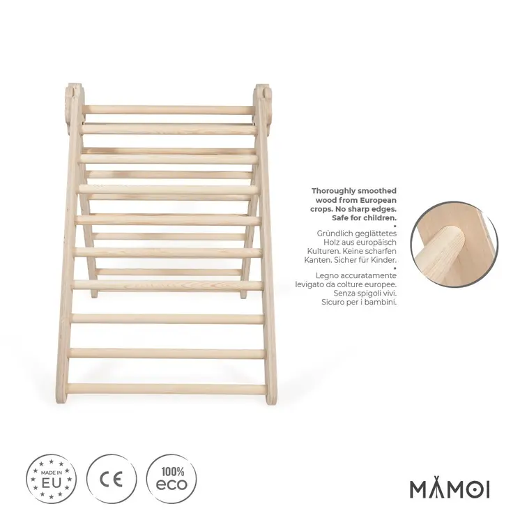 MAMOI® Triangle descalade interieur pour enfant, Mur escalade intérieur en bois pour bebe à partir de 1/2/3 an, Motricité libre montessori