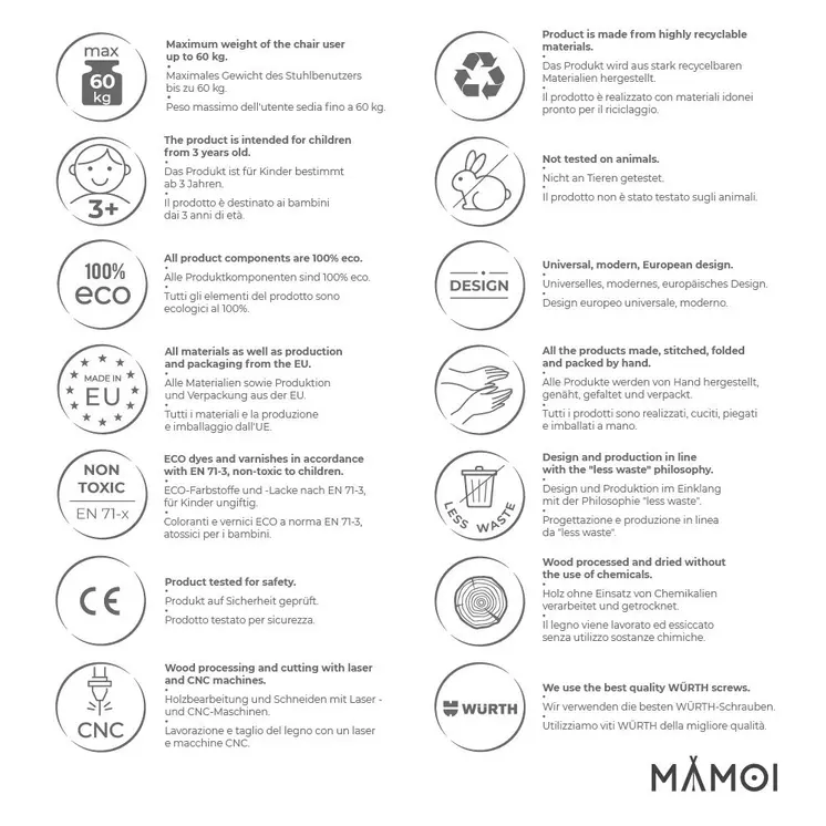 MAMOI® Triangle descalade interieur pour enfant, Mur escalade intérieur en bois pour bebe à partir de 1/2/3 an, Motricité libre montessori