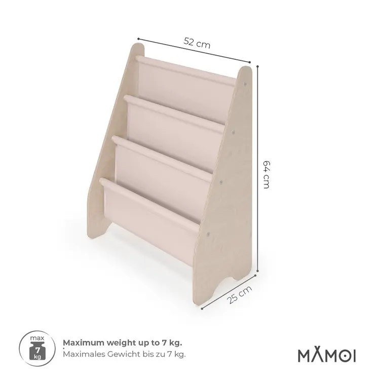 MAMOI® Book shelf for kids Beige, Bookcase for childrens room, Small bookshelf for toddler, Child bookcases and shelves, Wall stand storage and furniture for bedroom