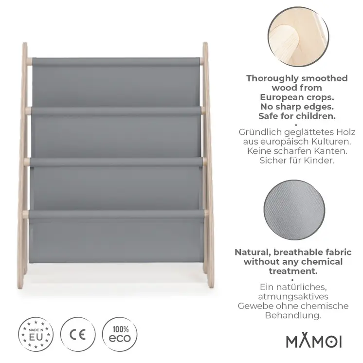 MAMOI® Bücherregal für kinder, Bücherkiste für kinderzimmer, Book shelf, Buchregal, Wandregal kinderregal, Kinderbücherregal, Bücherbank aus holz, Kindermöbel für kleines kind montessori