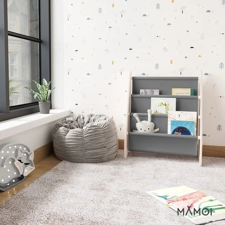 MAMOI® Bücherregal für kinder, Bücherkiste für kinderzimmer, Book shelf, Buchregal, Wandregal kinderregal, Kinderbücherregal, Bücherbank aus holz, Kindermöbel für kleines kind montessori
