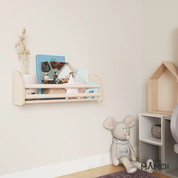 MAMOI® Bücherregal für kinder, Bücherkiste für kinderzimmer, Book shelf, Buchregal, Wandregal kinderregal, Kinderbücherregal, Bücherbank aus holz, Kindermöbel für kleines kind montessori