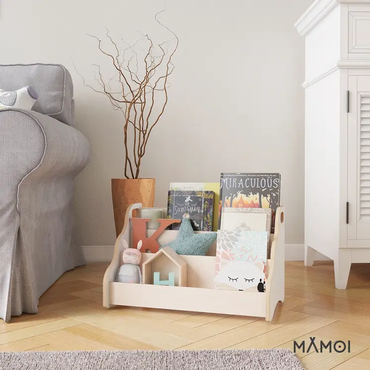 MAMOI® Bücherregal für kinder, Bücherkiste für kinderzimmer, Book shelf, Buchregal, Wandregal kinderregal, Kinderbücherregal, Bücherbank aus holz, Kindermöbel für kleines kind montessori