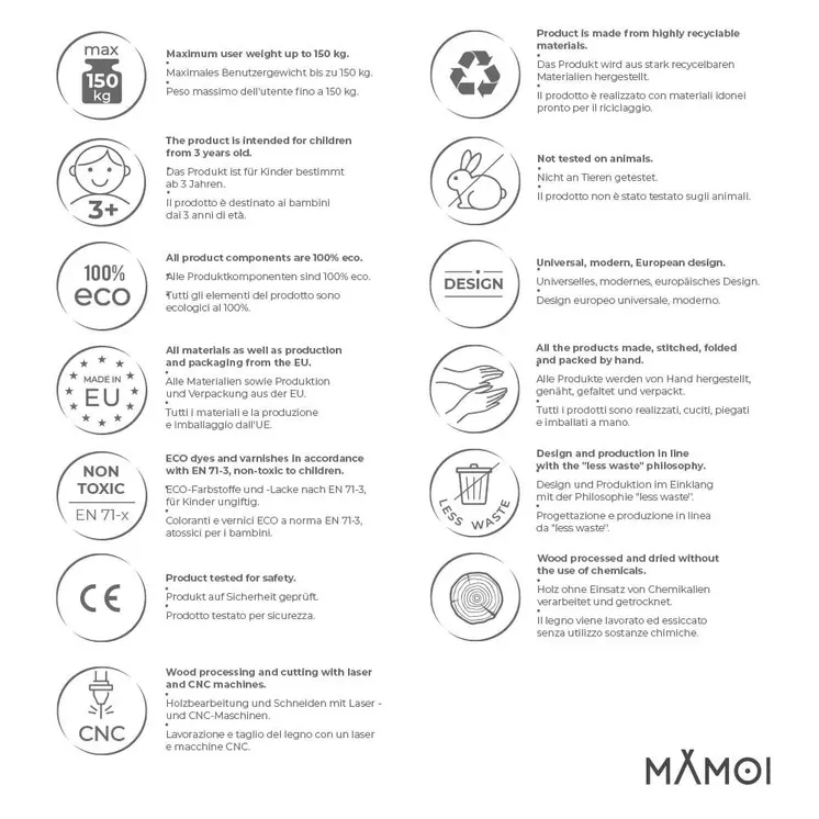 MAMOI® Mur escalade pour enfant, Module d'escalade interieur pour bebe, Mur descalade avec prises escalade, Planche escalade à partir de 3 ans
