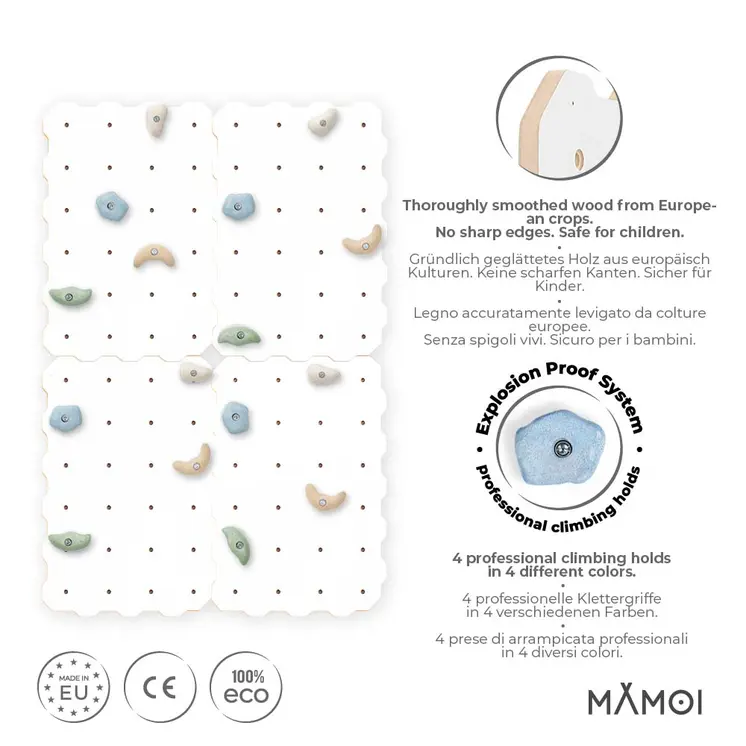 MAMOI® Climbing wall for kids, Wooden frame for toddlers, Play equipment with rock holds for toddler, Indoor baby and childrens frames montessori from age 3 years old