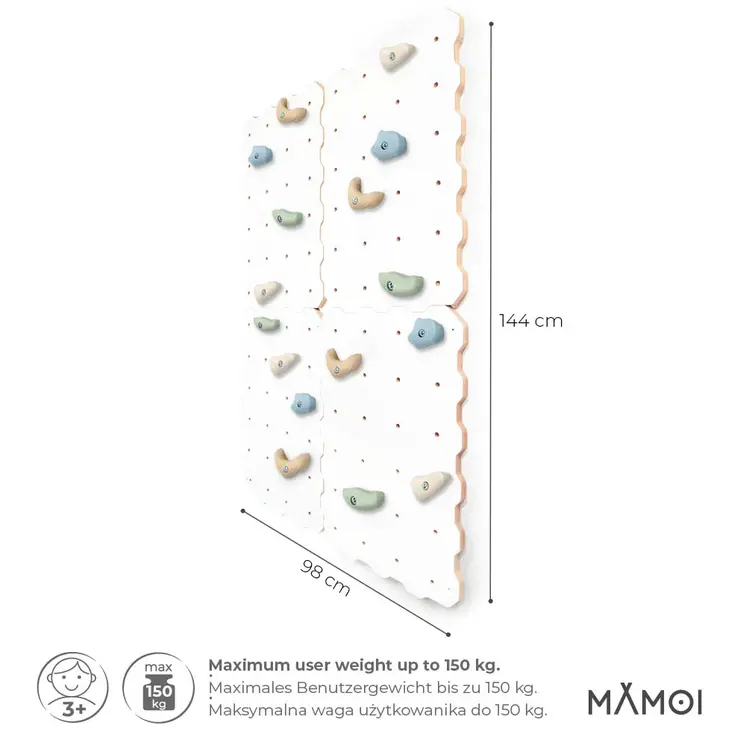 MAMOI® Climbing wall for kids, Wooden frame for toddlers, Play equipment with rock holds for toddler, Indoor baby and childrens frames montessori from age 3 years old