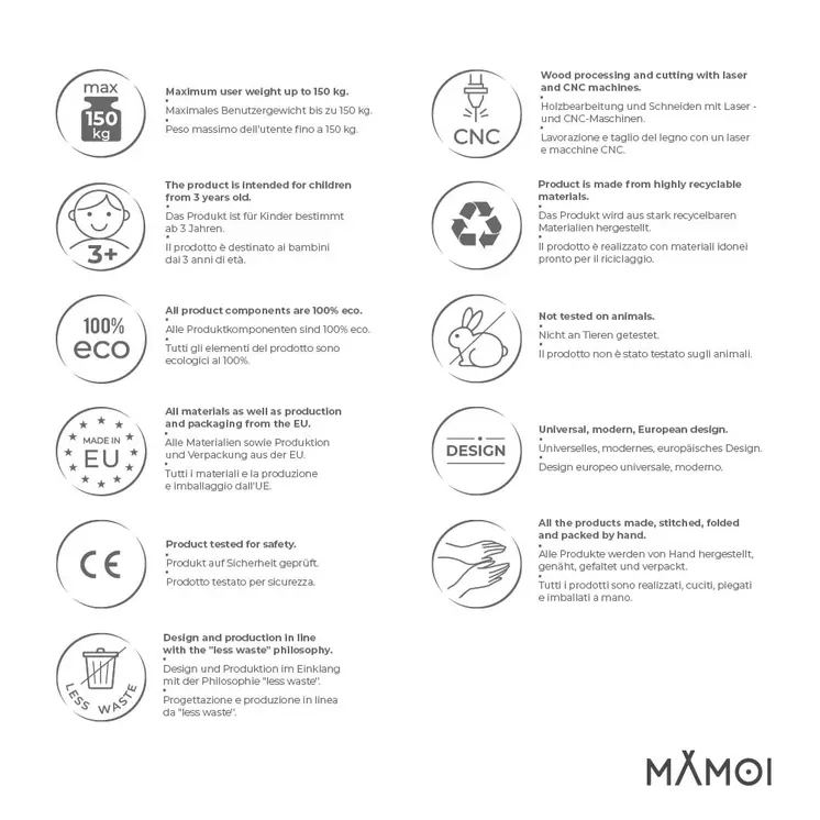 MAMOI® Climbing wall for kids, Wooden frame for toddlers, Play equipment for toddler, Indoor baby and childrens frames montessori from age 3 years old