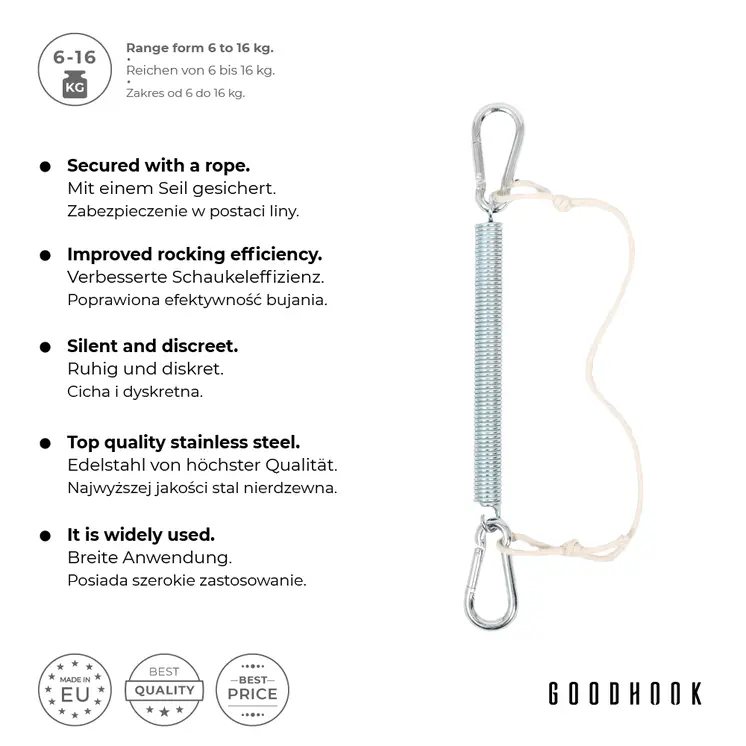 MAMOI® Baby cradle Spring with safety rope Spring cradle 6-16 kg Swing for sleeping Hanging chair swing spring | relaxed sleep | SAFETY ROPE UP TO 30kg!