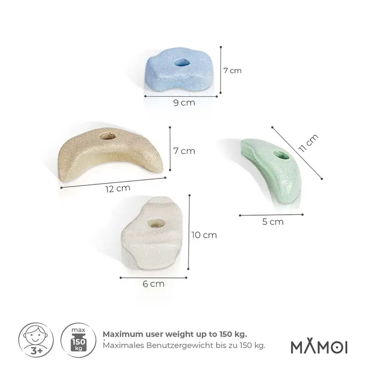 MAMOI® Climbing wall holds for kids | Climbing stones | Climbing holds for kids | Kids Climbing Holds | Rock Climbing Holds | Climbing Wall Holds | Climbing Holds for Wall | Made in EU