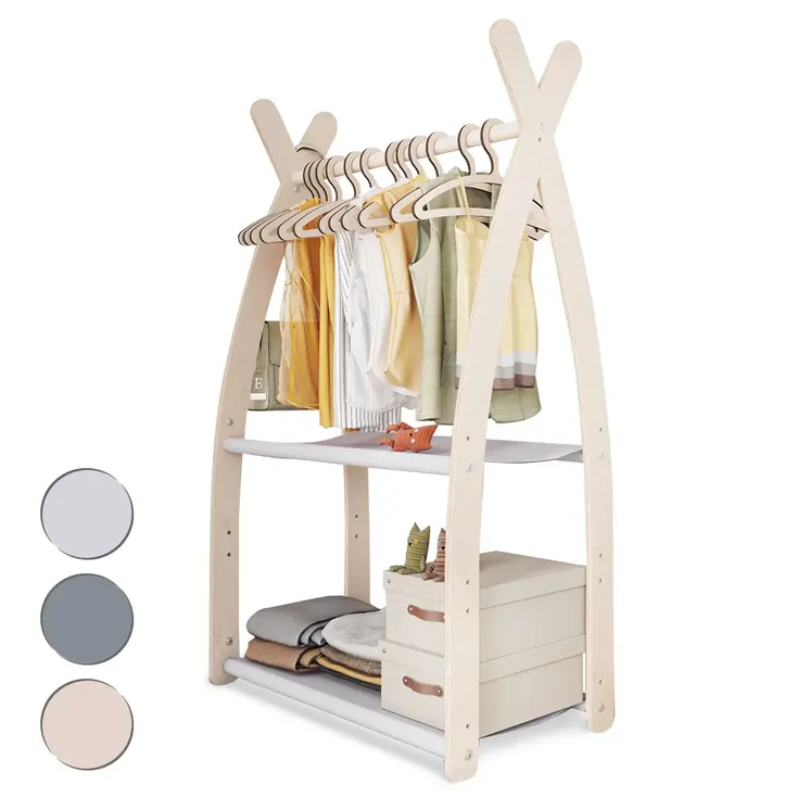 MAMOI® Armadio per Bambini in Legno 95x106x32cm / 53x95x32cm | Appendiabiti bambini da terra | Porta abiti | Guarderoba bambini per la cameretta | Armadio montessori | 100% ECO | Prodotto nell'UE