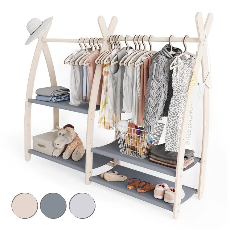 MAMOI® Kleiderstange Baby Kinderzimmer | Kinderkleiderstange 95x106x32cm | Kinder Kleiderständer Baby | Garderobenständer | Baby Garderobe | Kindergarderobe | 100% ECO | Made in EU
