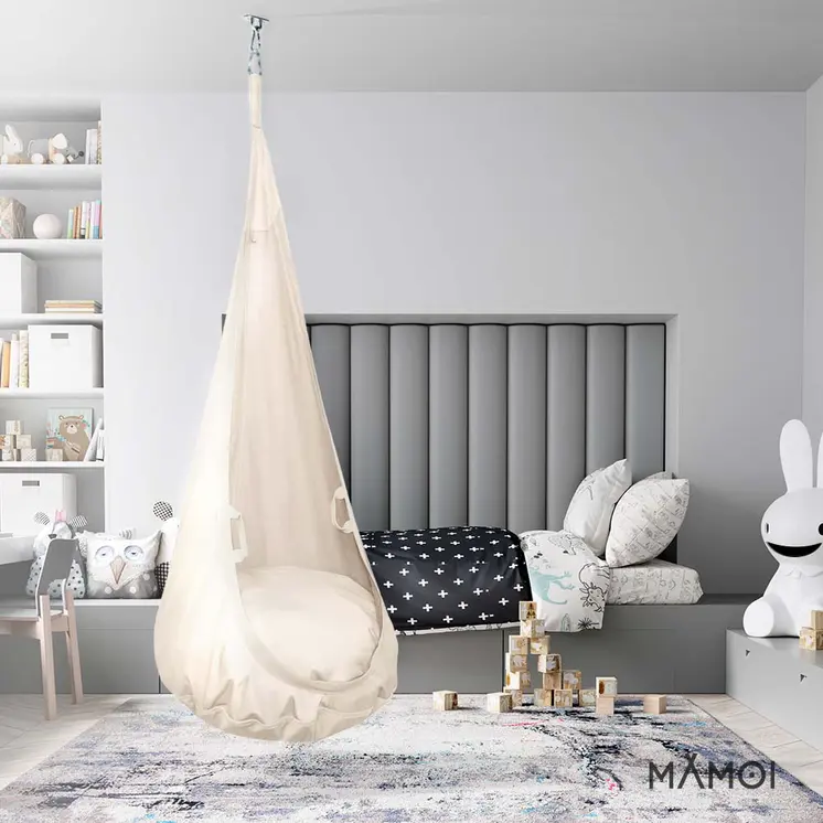 MAMOI® Cocon hamac pour enfant, Fauteuil suspendu pour bebe, Balançoire thérapeutique de coton, Balancoire sensorielle interieur, Jeu sensoriel autisme