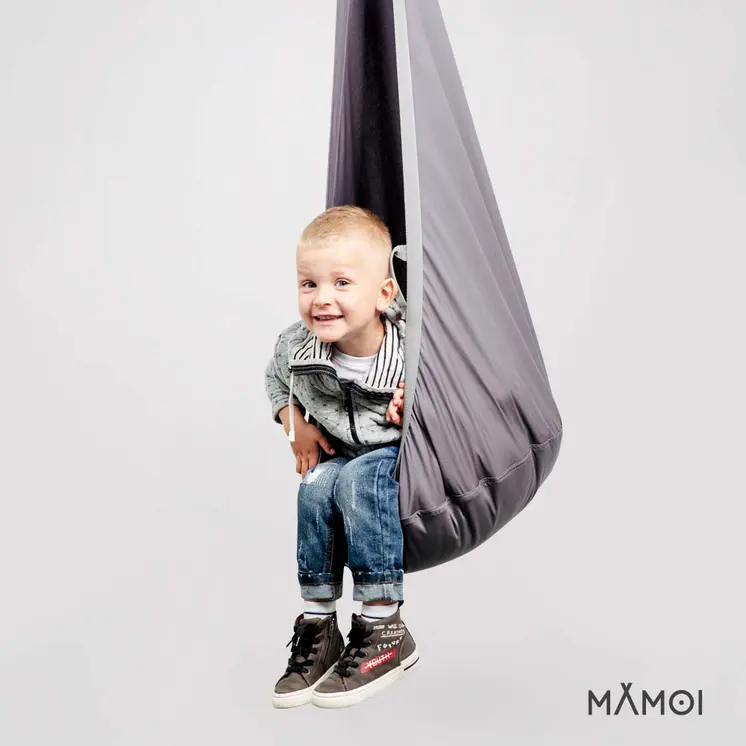 MAMOI® Swing hanging chair Grey, Indoor hammock, Sensory swing seat for bedroom for kids, Child door swinging nest for autism, Garden egg swings for children