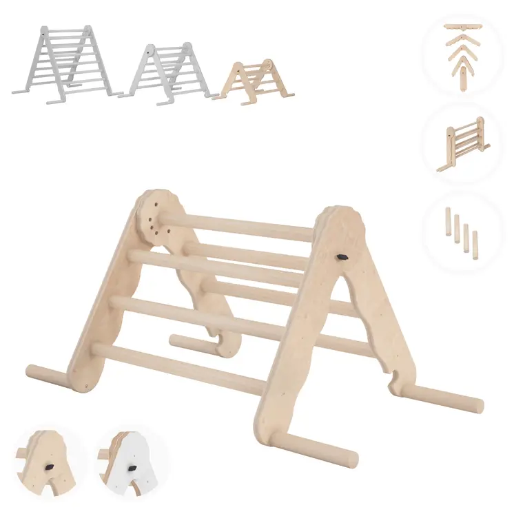 MAMOI® Triangle descalade interieur pour enfant, Mur escalade intérieur en bois pour bebe à partir de 1/2/3 an, Motricité libre montessori
