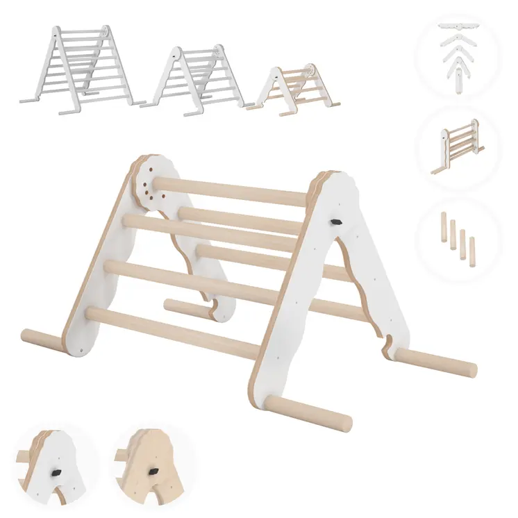 MAMOI® Triangle descalade interieur pour enfant, Mur escalade intérieur en bois pour bebe à partir de 1/2/3 an, Motricité libre montessori