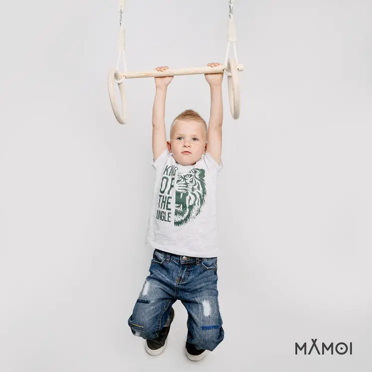 MAMOI® Trapeze bar baby swing, Indoor gymnastic rings, Monkey bars gorilla gym, Gymnastics pull up equipment for kids, Olympic rings and swings for calisthenics