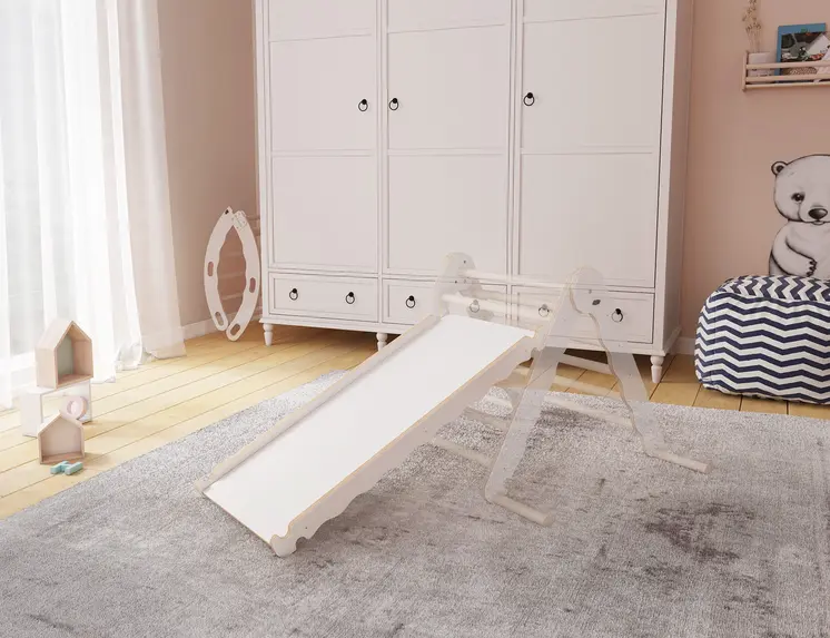 MAMOI® Toboggan interieur pour enfant, Tobogan pour triangle et mur escalade pour bebe, Jeux en bois intérieur, Tobbogan montessori à partir de 1 an 2/3 ans