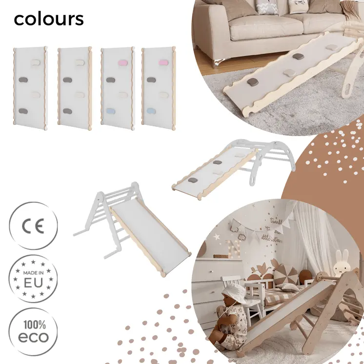 MAMOI® Wooden slide for climbing frame, Indoor baby gym accessories for kids, Small and big toddler slide for climbing triangle, Outdoor child's slides for garden, Childrens montessori toys
