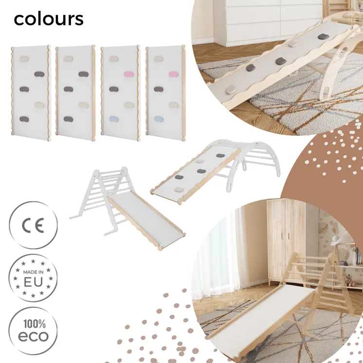 MAMOI® Wooden slide for climbing frame, Indoor baby gym accessories for kids, Small and big toddler slide for climbing triangle, Outdoor child's slides for garden, Childrens montessori toys