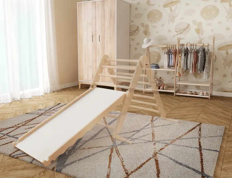 MAMOI® Wooden slide for climbing frame, Indoor baby gym accessories for kids, Small and big toddler slide for climbing triangle, Outdoor child's slides for garden, Childrens montessori toys