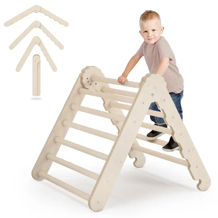 MAMOI® Indoor climbing triangle for kids, Baby climbing frame, Wooden toddler gym for children outside and outdoor, Frames montessori toys for toddlers age 1-3