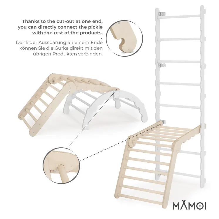 MAMOI® Indoor climbing triangle for kids, Baby climbing frame, Wooden toddler gym for children outside and outdoor, Frames montessori toys for toddlers age 1-3