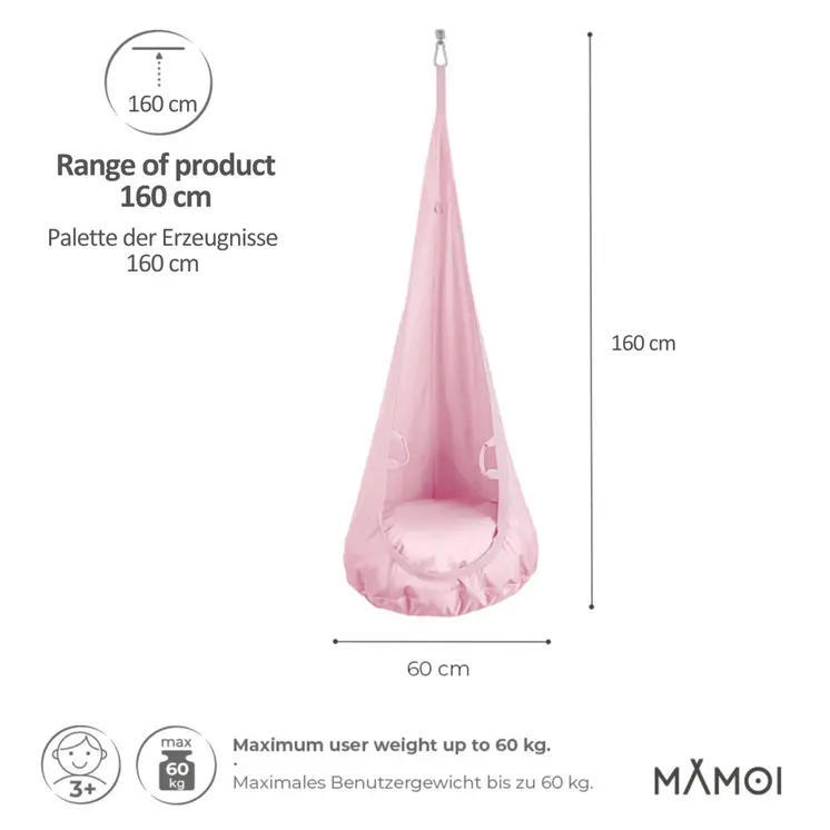 MAMOI® Cocon hamac pour enfant, Fauteuil suspendu pour bebe, Balançoire thérapeutique de coton, Balancoire sensorielle interieur, Jeu sensoriel autisme