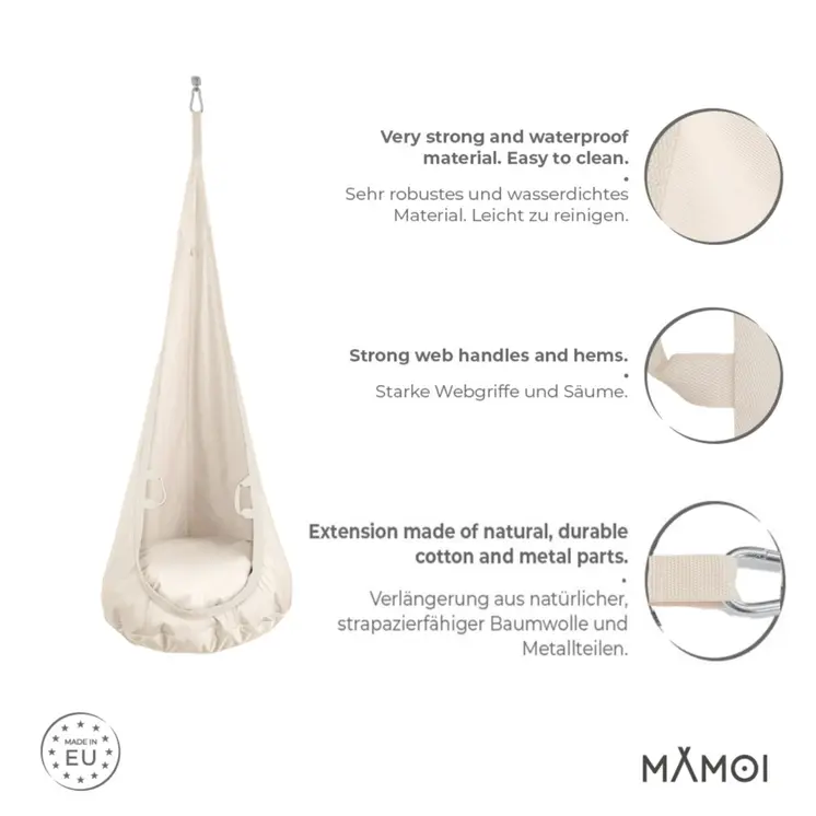MAMOI® Cocon hamac pour enfant, Fauteuil suspendu pour bebe, Balançoire thérapeutique de coton, Balancoire sensorielle interieur, Jeu sensoriel autisme