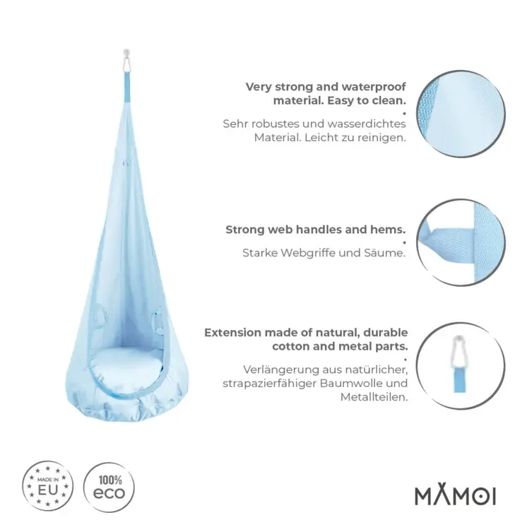 MAMOI® Cocon hamac pour enfant, Fauteuil suspendu pour bebe, Balançoire thérapeutique de coton, Balancoire sensorielle interieur, Jeu sensoriel autisme