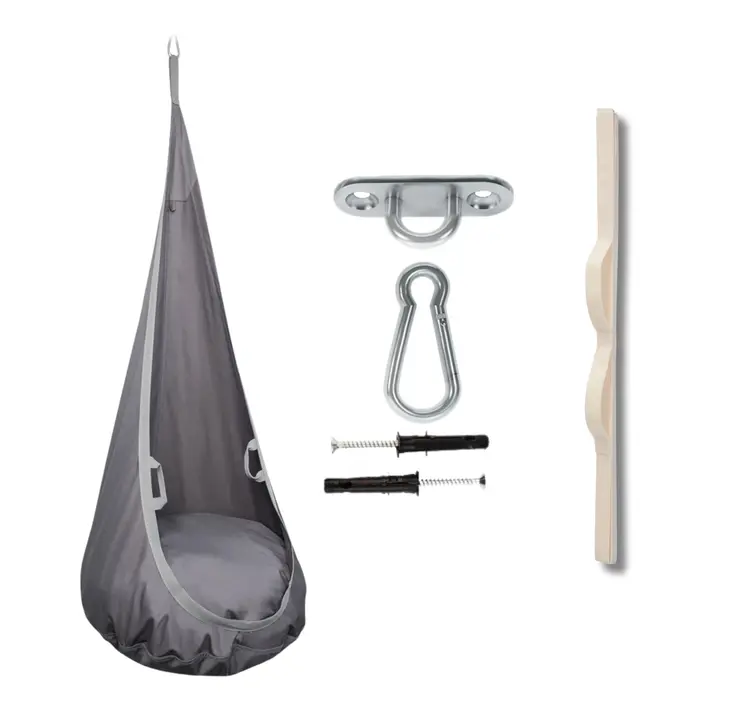 MAMOI® Swing hanging chair Grey, Indoor hammock, Sensory swing seat for bedroom for kids, Child door swinging nest for autism, Garden egg swings for children