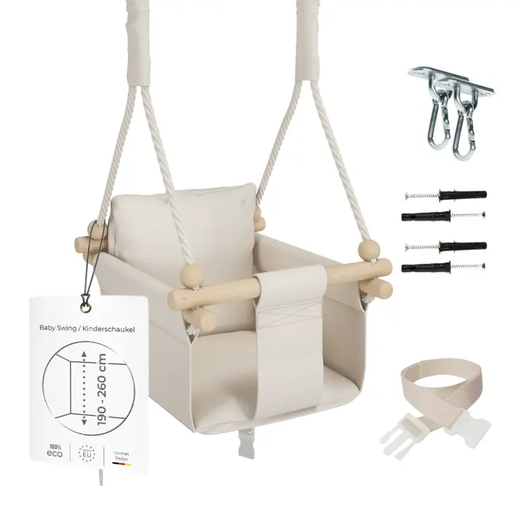 MAMOI® Balancoire interieur pour bebe et enfants, Siege balançoire en bois et en coton pour bébé, Balansoire pour enfant, Balancelle scandinave, Baby swing