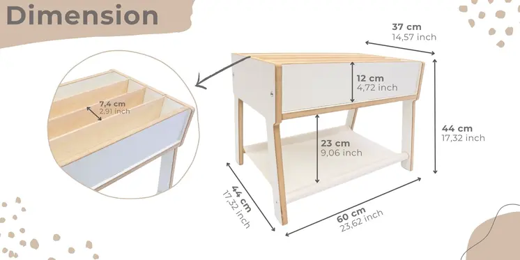 MAMOI® bibliothèque pour enfants en bois, étagère pour enfants, étagère pour livres d'enfants, support de livres, étagère et étagère murale pour chambre d'enfants. Book Shelf.