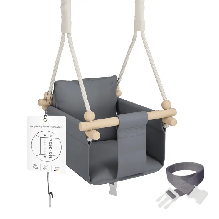 MAMOI® Balancoire interieur pour bebe et enfants, Siege balançoire en bois et en coton pour bébé, Balansoire pour enfant, Balancelle scandinave, Baby swing