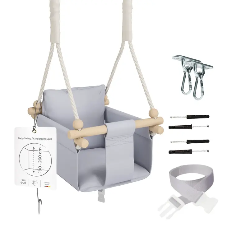 MAMOI® Balancoire interieur pour bebe et enfants, Siege balançoire en bois et en coton pour bébé, Balansoire pour enfant, Balancelle scandinave, Baby swing
