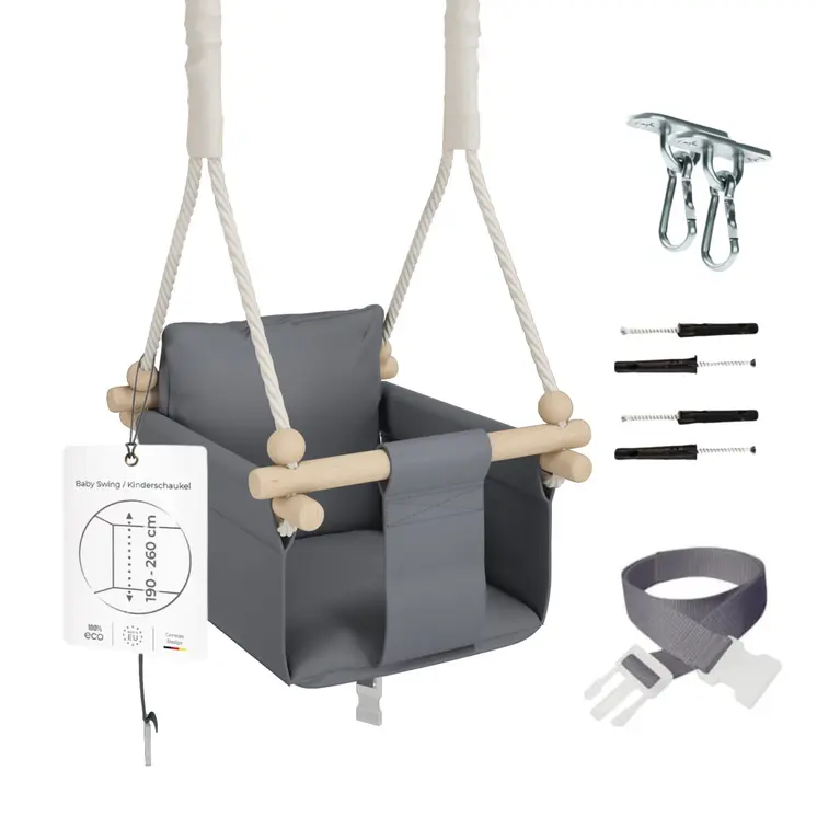 MAMOI® Balancoire interieur pour bebe et enfants, Siege balançoire en bois et en coton pour bébé, Balansoire pour enfant, Balancelle scandinave, Baby swing