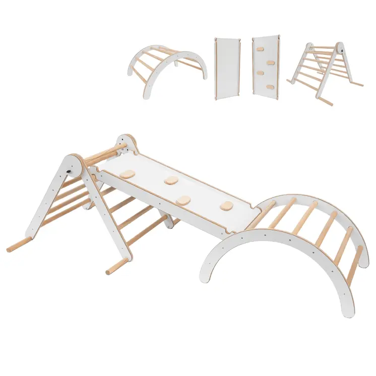 Set: climbing triangle + cradle + slide for children | Climbing frame and slide for kids minimalist design | Yarnwood triangle for toddlers with slide 100% ECO | Made in EU