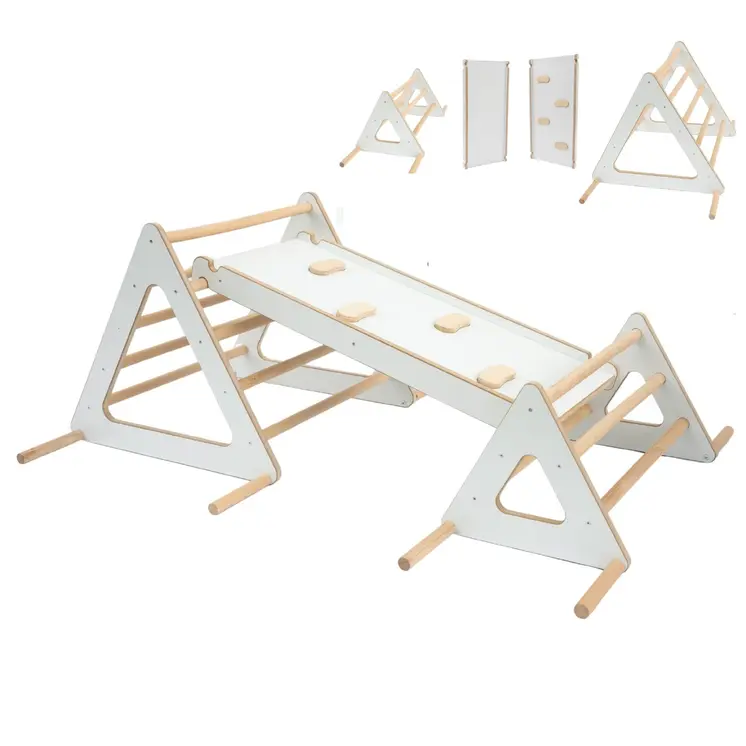 Set: climbing triangle + slide for children | Climbing frame and slide for kids minimalist design | Yarnwood triangle for toddlers with slide 100% ECO | Made in EU