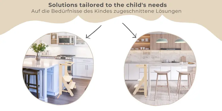 MAMOI® Learning toddler tower, Foldable kitchen helper stand for toddlers, Folding step stool for kids, Table and chair furniture, montessori steps for children 1+ / 2 year old