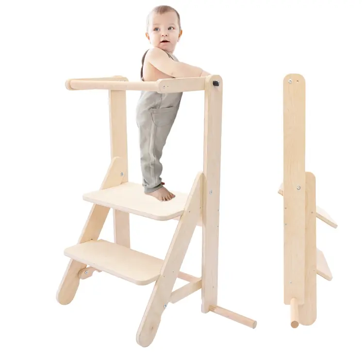 MAMOI® Learning toddler tower, Foldable kitchen helper stand for toddlers, Folding step stool for kids, Table and chair furniture, montessori steps for children 1+ / 2 year old