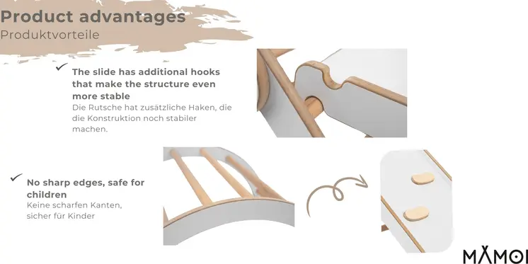 Set: climbing triangle + cradle + slide for children | Climbing frame and slide for kids minimalist design | Yarnwood triangle for toddlers with slide 100% ECO | Made in EU
