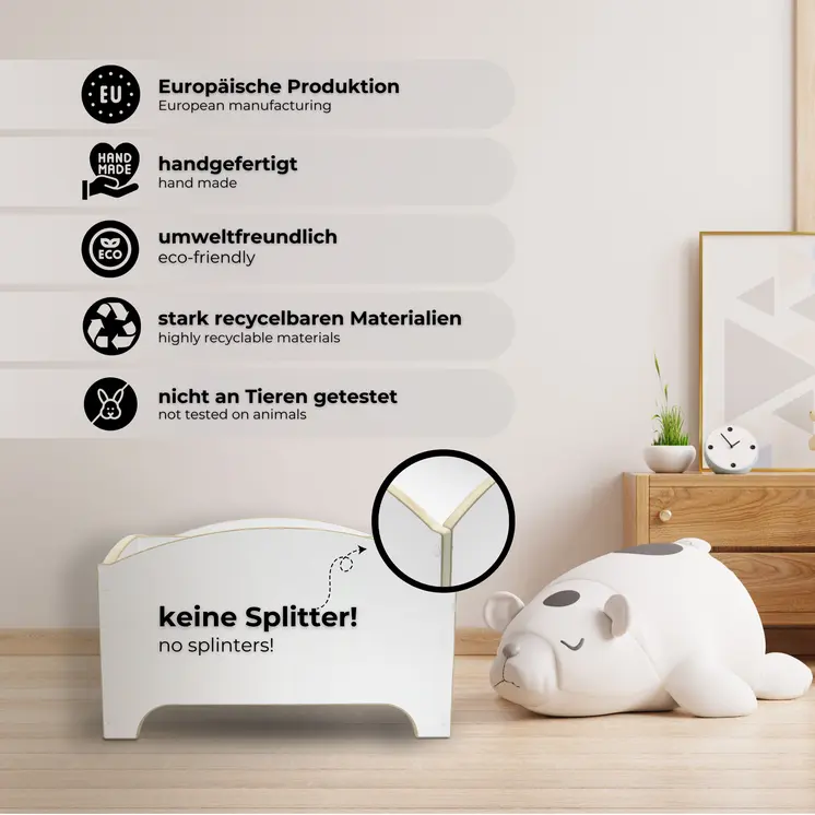 MAMOI® Etagère pour enfants, étagère à livres, étagère murale pour enfants, boîte à livres pour chambre d'enfant, étagère à livres pour enfants, banc à livres en bois, boîte à jeux blanche