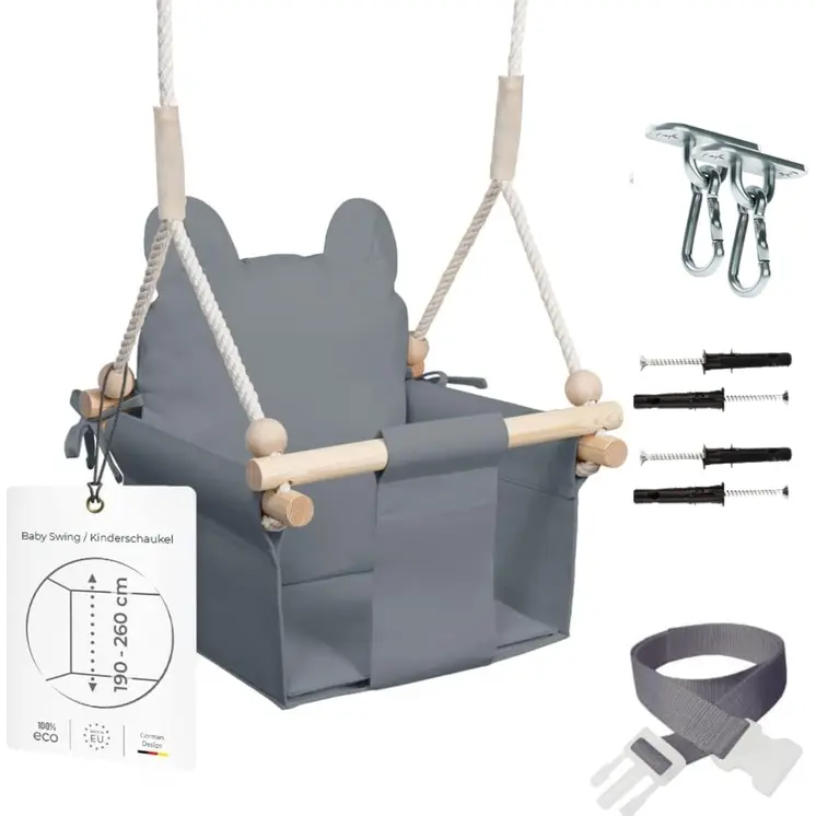 MAMOI® Balancoire interieur pour bebe et enfants, Siege balançoire en bois et en coton pour bébé, Balansoire pour enfant, Balancelle scandinave, Baby swing